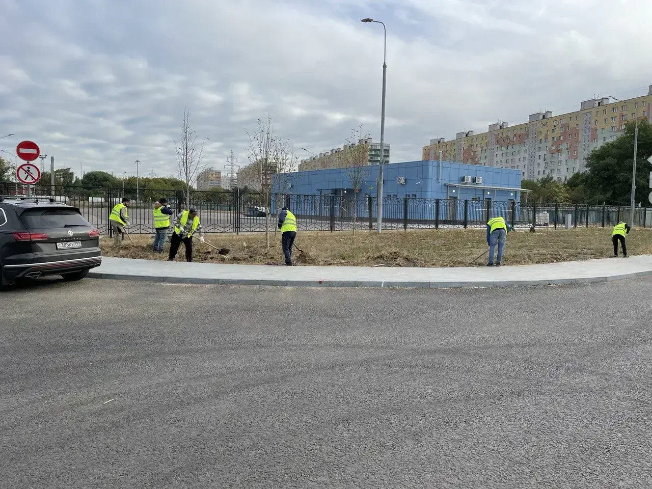 Посев газона на парковой территории